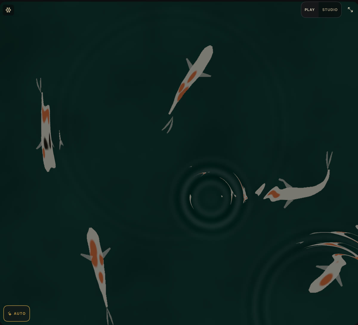 Koi Pond running: resident koi and note ripples on still water.