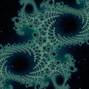 Spiral Bloom thumbnail: a woven teal double spiral.